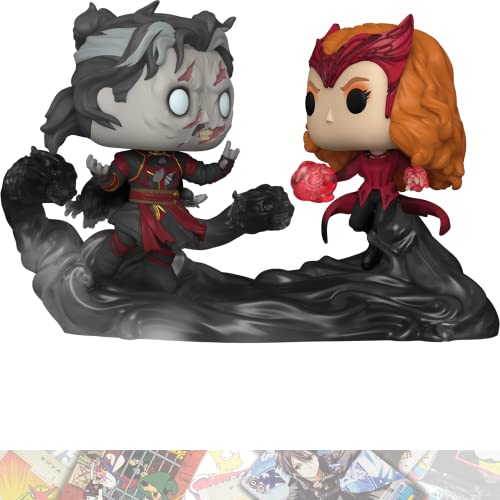 Dead Strange & The Scarlet Witch: P o p ! Movie Moment Vinyl Figurine Bundle with 1 Comics Theme Compatible Trading Card (1027 - 60915)
